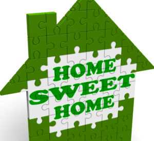 puzzle of rental house with 'home sweet home'
